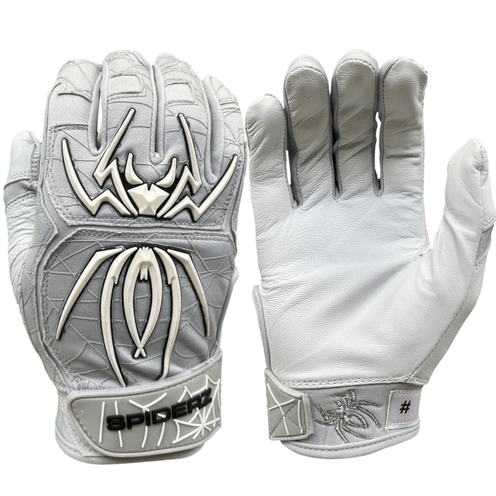 2022 Spiderz ENDITE Batting Gloves: Grey And White 1 2022 Spiderz ENDITE Batting Gloves: Grey And White