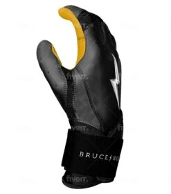 Bruce Bolt PREMIUM PRO Long Cuff Batting Gloves: Black -Bat Forge Store LC BLKG SIDE