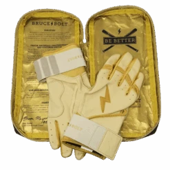 Bruce Bolt PREMIUM PRO Gold Series Batting Gloves: Long Cuff -Bat Forge Store LC GLD BAG2