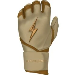 Bruce Bolt PREMIUM PRO Gold Series Batting Gloves: Long Cuff -Bat Forge Store LC GLD LEFT