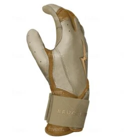 Bruce Bolt PREMIUM PRO Gold Series Batting Gloves: Long Cuff -Bat Forge Store LC GLD SIDE