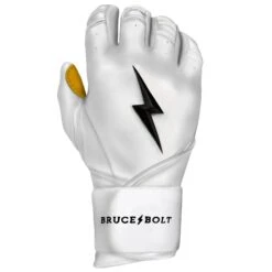 Bruce Bolt PREMIUM PRO Long Cuff Batting Gloves: White 15 Bruce Bolt PREMIUM PRO Long Cuff Batting Gloves: White -Bat Forge Store LC WHTG RIGHT