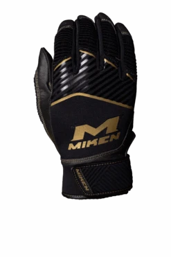 Miken Softball MK7X Adult Black And Gold Batting Gloves: MBGGLD-BLK -Bat Forge Store MBGGLDblack3