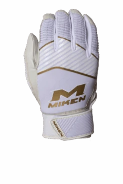 Miken Softball MK7X Adult White And Gold Batting Gloves: MBGGLD-WHT 5 Miken Softball MK7X Adult White And Gold Batting Gloves: MBGGLD-WHT -Bat Forge Store MBGGLDwhite3