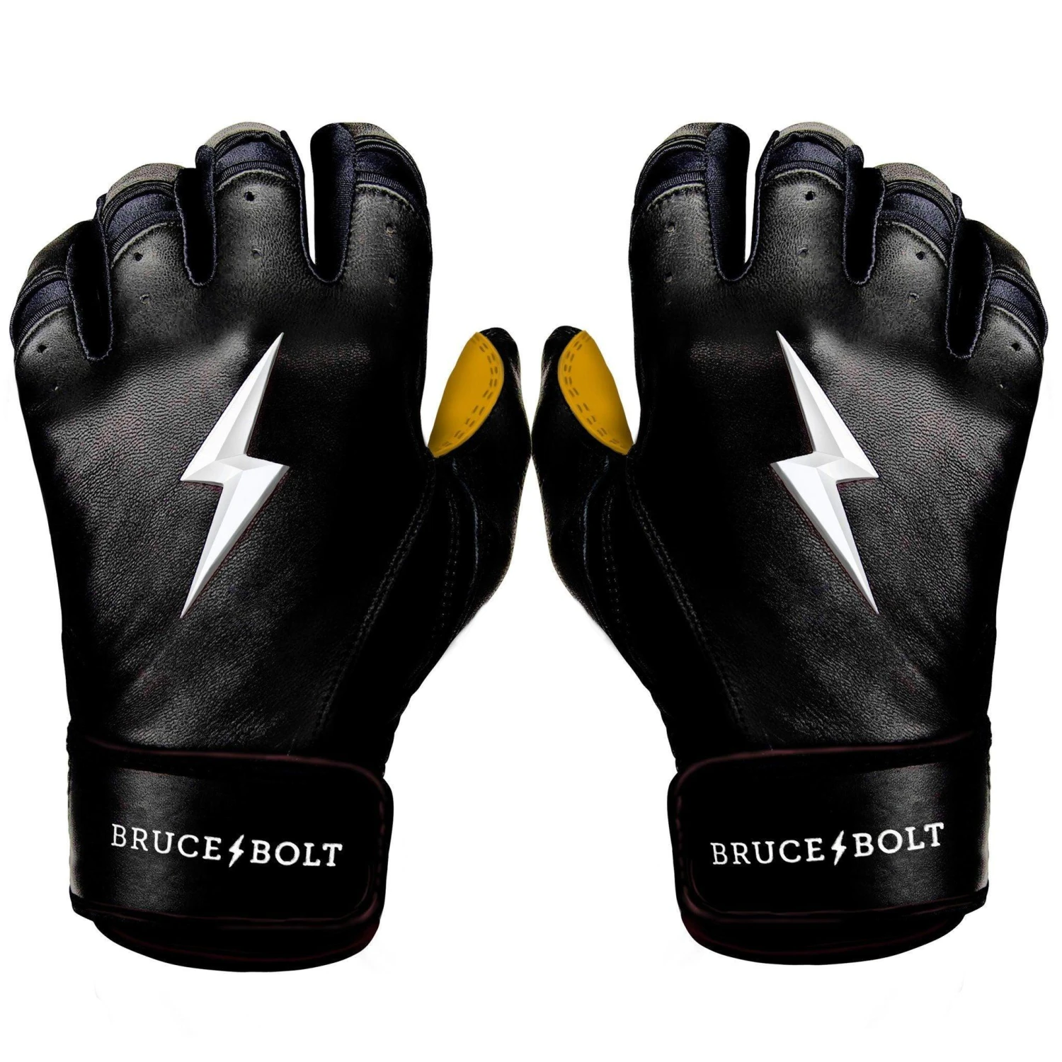 Bruce Bolt PREMIUM PRO Short Cuff Batting Gloves: Black 1 Bruce Bolt PREMIUM PRO Short Cuff Batting Gloves: Black