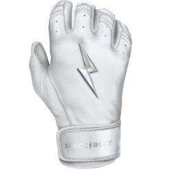 Bruce Bolt PREMIUM PRO Chrome Series Short Cuff Batting Gloves: White 16 Bruce Bolt PREMIUM PRO Chrome Series Short Cuff Batting Gloves: White -Bat Forge Store SC CHRW RIGHT