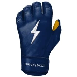 Bruce Bolt PREMIUM PRO Short Cuff Batting Gloves: Navy 17 Bruce Bolt PREMIUM PRO Short Cuff Batting Gloves: Navy -Bat Forge Store SC NVYG LEFT