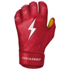Bruce Bolt PREMIUM PRO Short Cuff Batting Gloves: Red -Bat Forge Store SC REDG LEFT