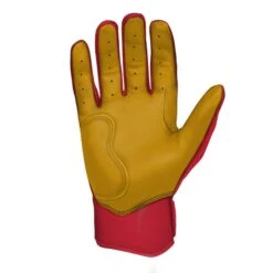 Bruce Bolt PREMIUM PRO Short Cuff Batting Gloves: Red -Bat Forge Store SC REDG PALM