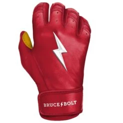 Bruce Bolt PREMIUM PRO Short Cuff Batting Gloves: Red -Bat Forge Store SC REDG RIGHT