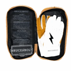 Bruce Bolt PREMIUM PRO Short Cuff Batting Gloves: White 14 Bruce Bolt PREMIUM PRO Short Cuff Batting Gloves: White -Bat Forge Store SC WHTG BAG2