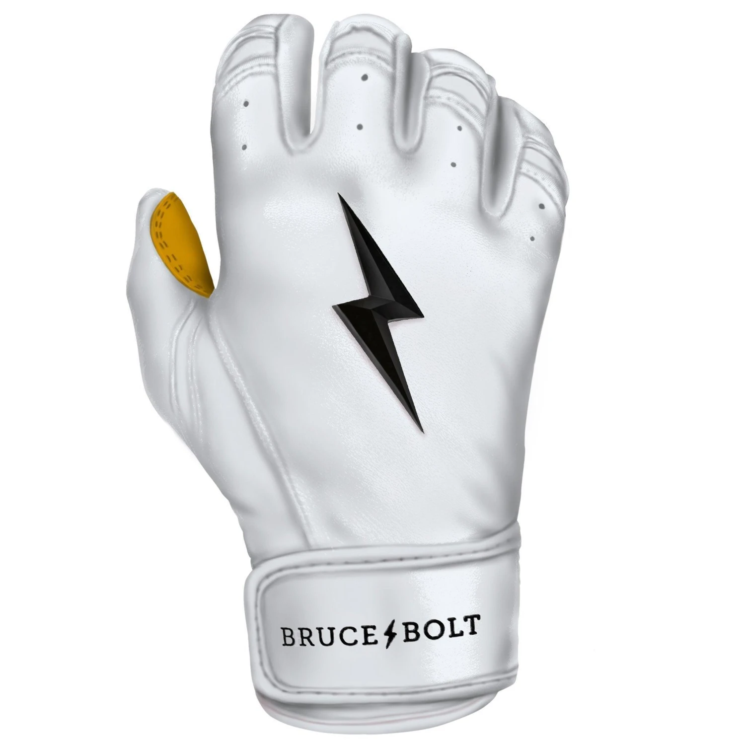 Bruce Bolt PREMIUM PRO Short Cuff Batting Gloves: White 9 Bruce Bolt PREMIUM PRO Short Cuff Batting Gloves: White - Image 9