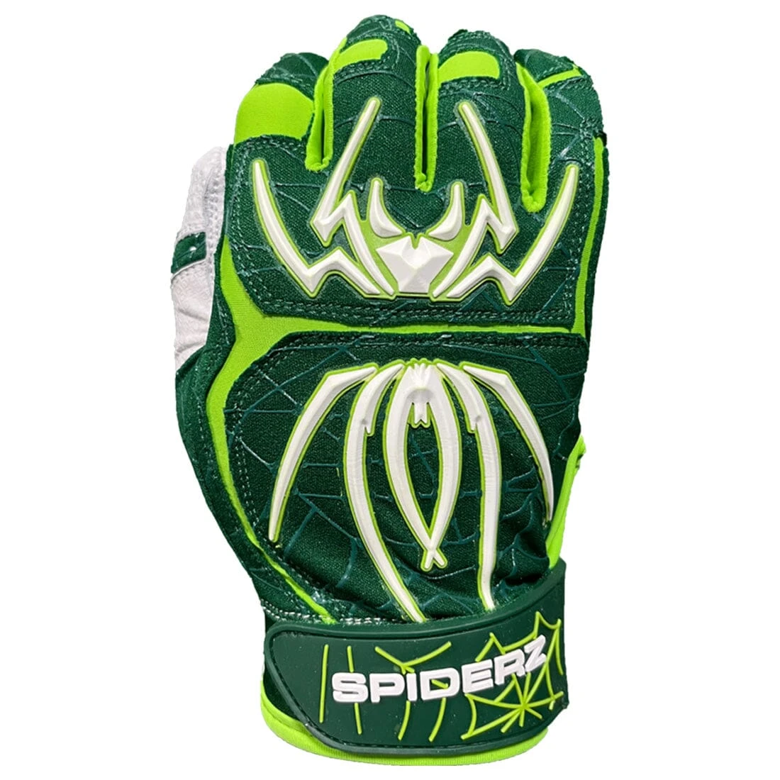 2023 Spiderz Ltd Ed "Lucky" ENDITE Batting Gloves: Dark Green/Kelly Green/White 2 2023 Spiderz Ltd Ed "Lucky" ENDITE Batting Gloves: Dark Green/Kelly Green/White - Image 2