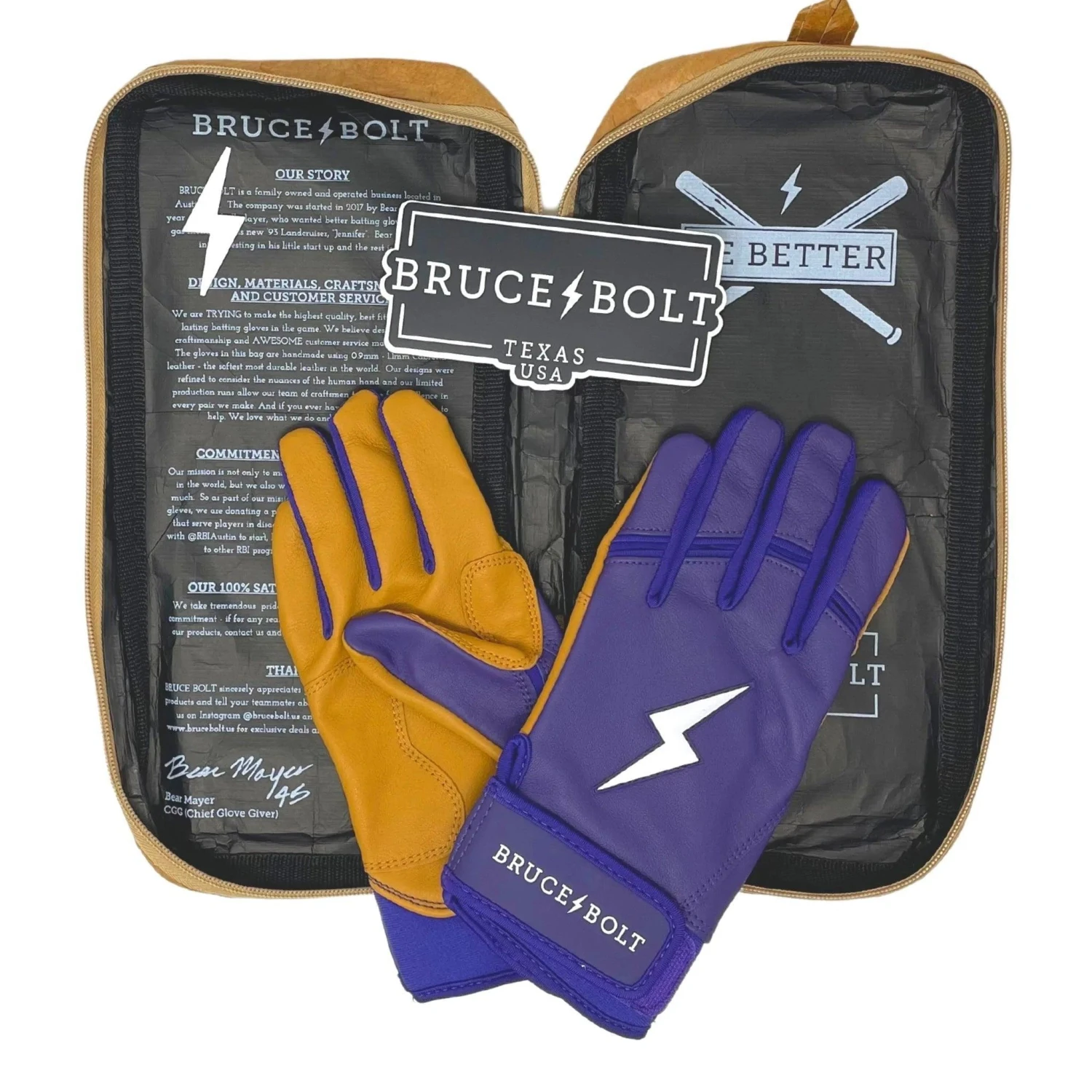 Bruce Bolt PREMIUM PRO Short Cuff Batting Gloves: Purple 5 Bruce Bolt PREMIUM PRO Short Cuff Batting Gloves: Purple - Image 5