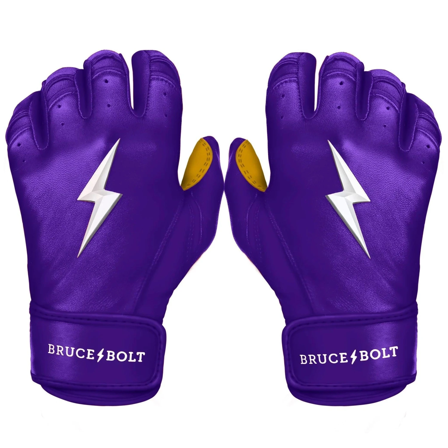 Bruce Bolt PREMIUM PRO Short Cuff Batting Gloves: Purple 1 Bruce Bolt PREMIUM PRO Short Cuff Batting Gloves: Purple